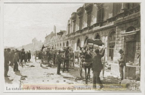 Esodo degli abitanti di Messina dopo il terremoto del 1908.